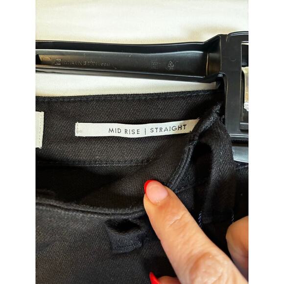 Nic+Zoe NEW Premium Black Denim Mid Rise Straight Jeans 32 x 28 Neutral Frayed - Picture 7 of 12